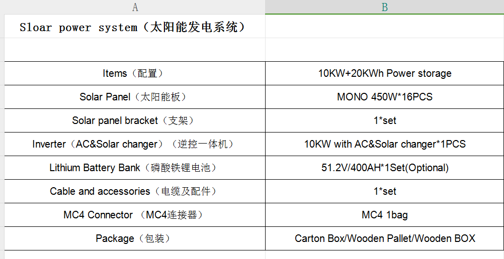 10KW+20KWh太阳能锂电储能系统